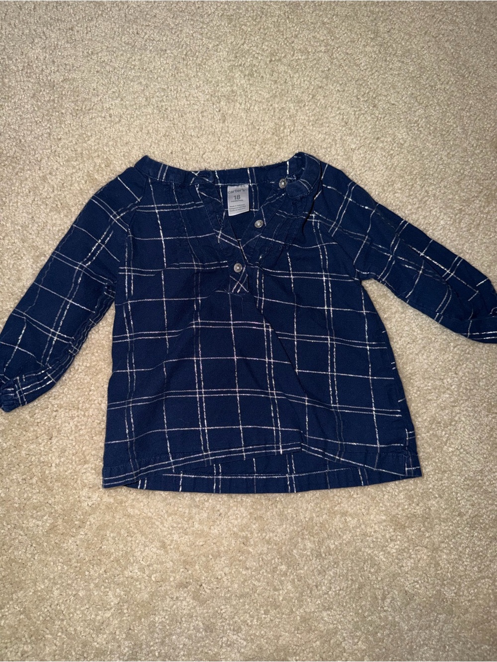 Carter's Navy Plaid Long-Sleeve Henley Top